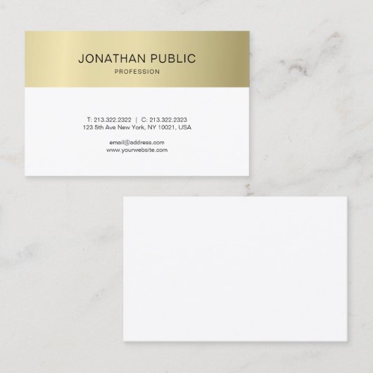 Elegant, schoon, goud, luxe, modern design visitekaartje (Voorkant / Achterkant)