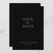 Elegant schoon minimalistisch zwart slaat de datum save the date (Voorkant / Achterkant)
