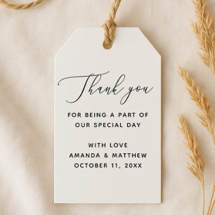 Elegant Schoon Schrift. Minimalistische Trouw Dank Cadeaulabel