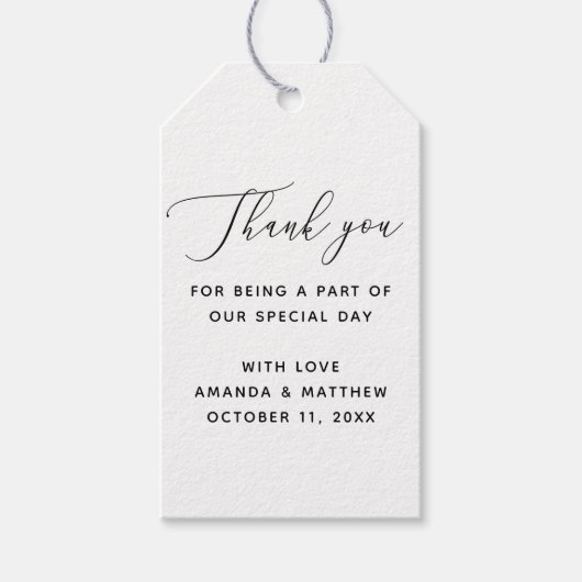 Elegant Schoon Script. Minimalistische bruiloft be Cadeaulabel (Voorkant)