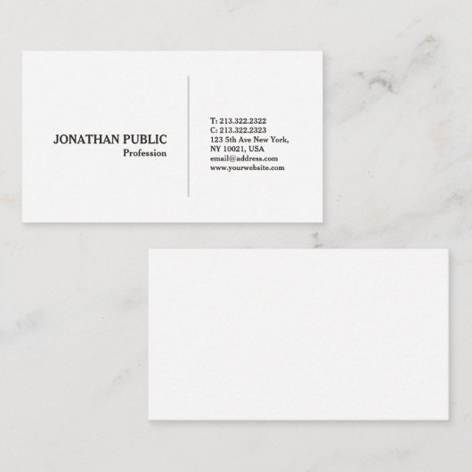 Elegant schoon wit ontwerp Moderne Professional Visitekaartje (Voorkant / Achterkant)