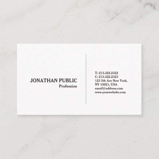 Elegant schoon wit ontwerp Moderne Professional Visitekaartje (Voorkant)