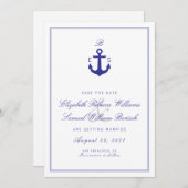 Elegant schoon zwart monogram sparen de Datum Kaar Save The Date (Voorkant / Achterkant)