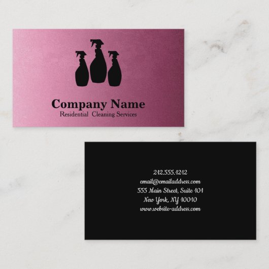 Elegant schoonmaakservice Roos Roze Visitekaartje (Voorkant / Achterkant)