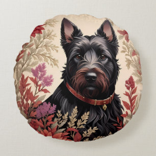 Elegant Schots Terrier Hondenportret Rond Kussen