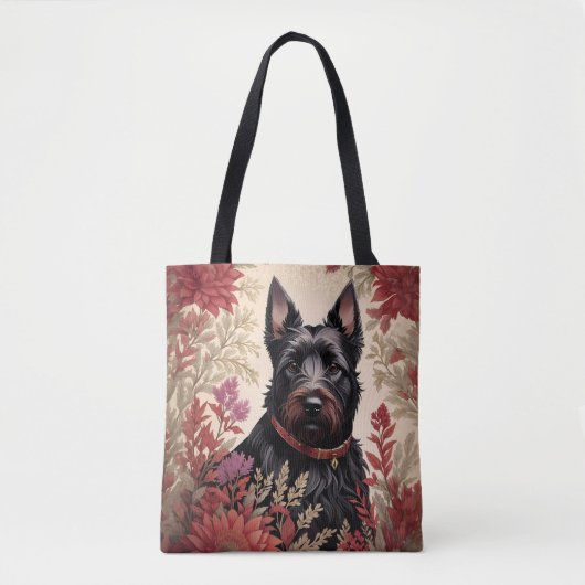 Elegant Schots Terrier Hondenportret Tote Bag (Voorkant)