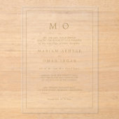 Elegant Schreef Gouden Monogram Acryl Uitnodigingen (Voorkant)