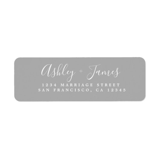 Elegant Schreef Grijs Trouw Retouradres Etiket (Voorkant)