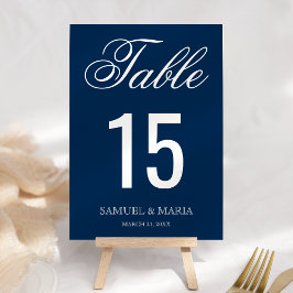 Elegant Schreef Navy Blauwe Huwelijk Kaart