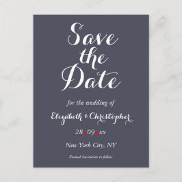 Elegant Schreef Paarse Trouw Save the Date Briefkaart
