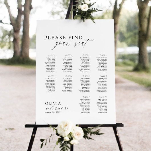 Elegant Schrift 10 tafel zitkaart Acryl bord