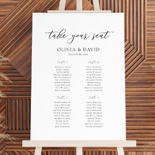 Elegant Schrift 4 Tafels Welkom Zitplaatsenkaart Poster