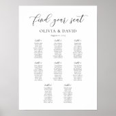Elegant Schrift 8 Tafel Zitplaatsindeling Poster (Voorkant)