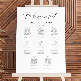Elegant Schrift 8 Tafels Welkom Zitplaats Chart Poster