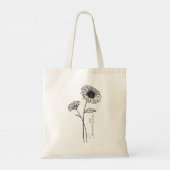 Elegant Schrift Aster September Geboortebloem Naam Tote Bag (Achterkant)
