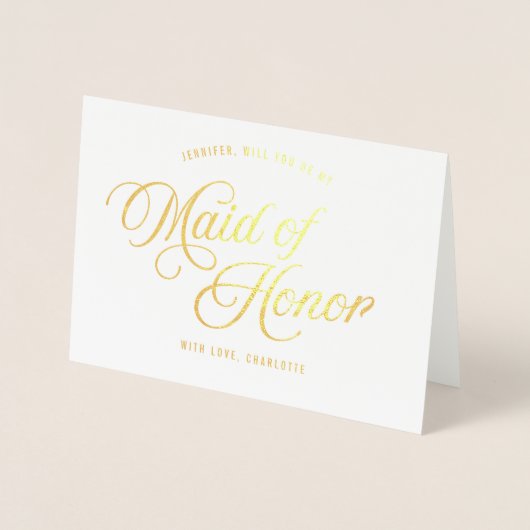 Elegant Schrift Ben jij mijn bruidsmeisje? Folie Kaarten (Voorkant)