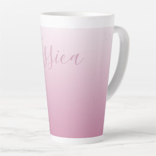 Elegant Schrift & Bewerkbare Roze (elke kleur) Omb Latte Mok