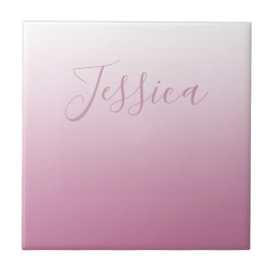 Elegant Schrift & Bewerkbare Roze (elke kleur) Omb Tegeltje