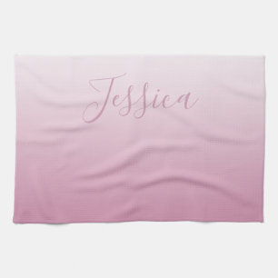 Elegant Schrift & Bewerkbare Roze (elke kleur) Omb Theedoek
