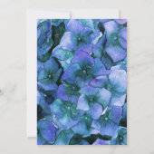 Elegant Schrift Blau Aquarel Hydrangea Bruiloft Kaart (Achterkant)