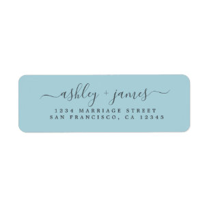 Elegant Schrift Blau Glow Huwelijks Retouradres Etiket