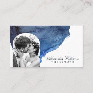 Elegant Schrift Blau Watercolor Foto Professionele Visitekaartje