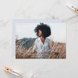 Elegant Schrift Blauw Grijs Foto Afstudeerfeest Kaart