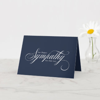 Elegant Schrift Blauw Wit Condoleance Sympathie Kaart