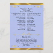 Elegant Schrift - Blauwe Parel/Gouden Bruiloft Programmakaart (Achterkant)
