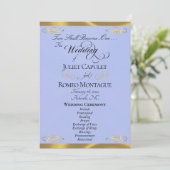 Elegant Schrift - Blauwe Parel/Gouden Bruiloft Programmakaart (Staand voorkant)