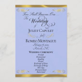 Elegant Schrift - Blauwe Parel/Gouden Bruiloft Programmakaart (Voorkant)