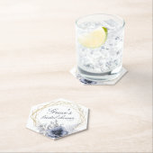 Elegant schrift bloem blauw wit bruidsmeisje kartonnen onderzetters (Insitu)