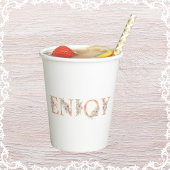 Elegant Schrift Bloem Roze Rozen Bruidsmeisjesfees Papieren Bekers