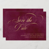 Elegant Schrift | Bordeaux en Goud Save The Date (Voorkant / Achterkant)