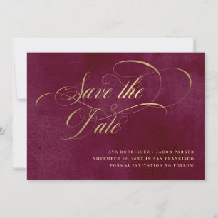 Elegant Schrift   Bordeaux en Goud Save The Date
