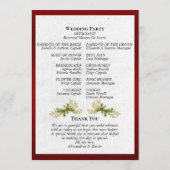 Elegant Schrift & Botanisch - Rode Trouwdag Programmakaart (Achterkant)