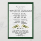 Elegant Schrift & Botanisch - Smaragd Bruiloft Programmakaart (Achterkant)