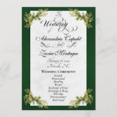 Elegant Schrift & Botanisch - Smaragd Bruiloft Programmakaart (Voorkant)