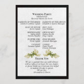 Elegant Schrift & Botanisch - Zwarte Huwelijk Programmakaart (Achterkant)
