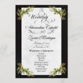 Elegant Schrift & Botanisch - Zwarte Huwelijk Programmakaart (Voorkant)