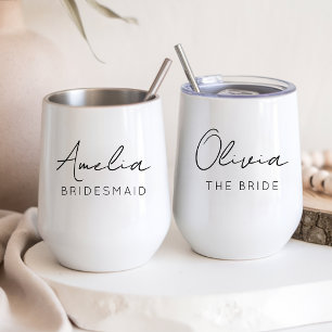 Elegant Schrift Bruidsmeisje Getuige Trouwjurk Op