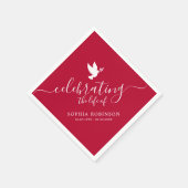 Elegant Schrift Duif Rouwservice Ter Nagedachtenis Servet (Hoek)