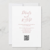 Elegant Schrift Dusty Rose Moderne QR Code Bruilof Kaart (Achterkant)