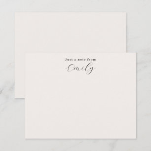 Elegant Schrift Ecru Persoonlijke Platte Notitiekaartje