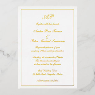 Elegant Schrift Eenvoudig Formeel Monogram Trouw G Folie Uitnodiging