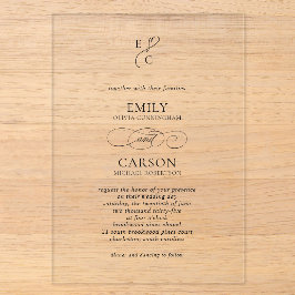 Elegant Schrift Eenvoudig Monogram Logo Modern Huw Acryl Uitnodigingen