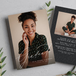 Elegant schrift eenvoudig twee foto afstudeerproje kaart