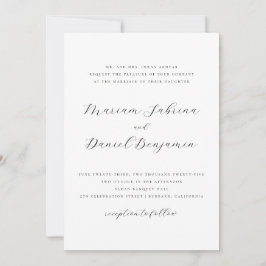 Elegant Schrift Eenvoudig Zwart-Wit Huwelijk Kaart