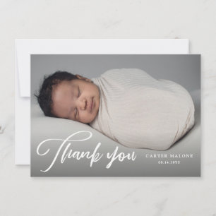Elegant Schrift Eenvoudige Baby Foto Bedankkaart