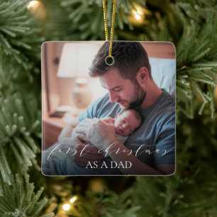 Elegant Schrift Eerste kerst als vader 2 foto Keramisch Ornament